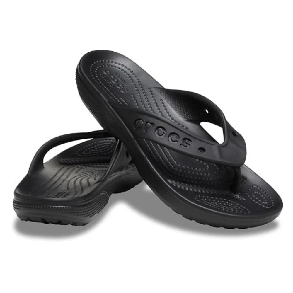 Crocs Via Flip Flop 210120 Unisex M9/W11 Black Slip On Thong Sandals GBO2879